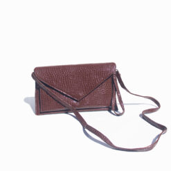 Women's Brown Leather Embossed Crocodile- Cross Body/Clutch