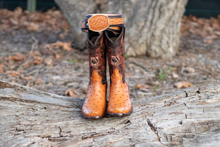 Full Quill Ostrich Embroidered Wide Square Toe Cowboy Boots