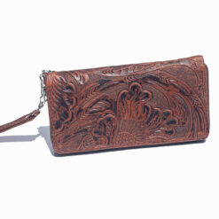 Women's Stamped Floral Brown Wallet
