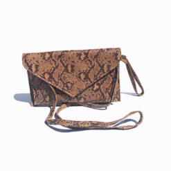 Women's Brown Leather Embossed Python- Cross Body/Clutch