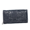 Women's Black Leather Embossed Floral- Wallet/ Clutch