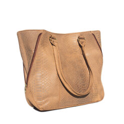 Women's Light Brown Embossed Python- Shoulder Bag