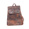 Women's Mid Size Brown Leather Embossed Floral- Backpack