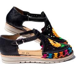 Artisanal Woman Black Sunflower Sandle