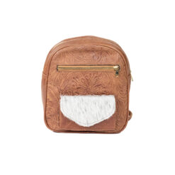 Mini Chestnut Leather Floral Backpack