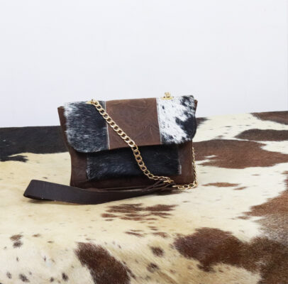 Women's Small Leather Floral/ Cow Fur Shoulder Bag