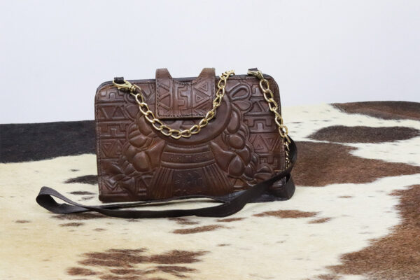 Women's Chocolate Brown Embossed Leather Wallet